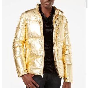 INC Mens Gold Puffer Jacket